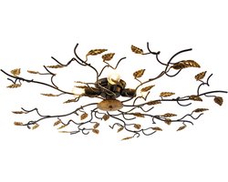 QAZQA foglie - Klassieke Plafondlamp - 4 lichts - Ø 80 cm - Zwart Goud - Woonkamer | Slaapkamer | Keuken