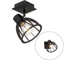 QAZQA fotu - Industriele Wandlamp voor binnen - 1 lichts - D 18 cm - Zwart - Industrieel - Woonkamer | Slaapkamer | Keuken