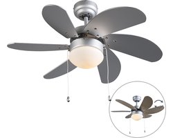 QAZQA Fresh 30 Plafondventilator met lamp - 1 lichts - 80cm - Grijs