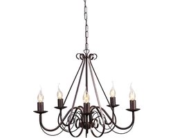 QAZQA Giuseppe 5 - Italiaanse kroonluchter - 5 Lichts - Ø60 cm - roestbruin