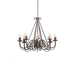 QAZQA Giuseppe 8 - Italiaanse kroonluchter - 8 Lichts - Ø60 cm - roestbruin