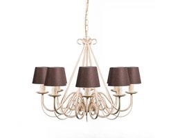 QAZQA Giuseppe - Klassieke Kroonluchter met kap - 8 lichts - Ø 600 mm - Bruin - Woonkamer
