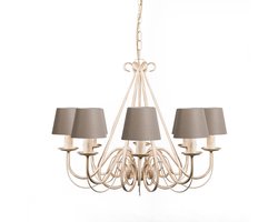 QAZQA giuseppe - Klassieke Kroonluchter met kap - 8 lichts - Ø 600 mm - Taupe - Woonkamer