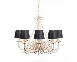 QAZQA giuseppe - Kroonluchter met lampenkap - 8 lichts - Ø 600 mm - Zwart