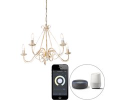QAZQA giuseppe - Landelijke LED Smart Italiaanse kroonluchter incl. wifi - 5 lichts - Ø 60 cm - Wit - Woonkamer