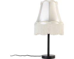 QAZQA granny - Klassieke Tafellamp met kap - 1 lichts - H 58.5 cm - Crème - Woonkamer | Slaapkamer | Keuken