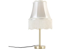 QAZQA granny - Klassieke Tafellamp met kap - 1 lichts - H 58.5 cm - Crème - Woonkamer | Slaapkamer | Keuken