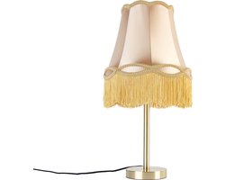 QAZQA granny - Klassieke Tafellamp met kap - 1 lichts - H 58.5 cm - Goud/messing - Woonkamer | Slaapkamer | Keuken
