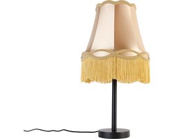 QAZQA granny - Klassieke Tafellamp met kap - 1 lichts - H 58.5 cm - Zwart Goud - Woonkamer | Slaapkamer | Keuken