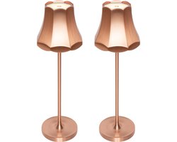QAZQA granny retro - Retro Dimbare LED Draadloze Oplaadbare Tafellamp USB met Dimmer - 2 stuks - H 36 cm - Koper - Buitenverlichting