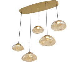 QAZQA gus - Hotel chique Hanglamp voor boven de eettafel | in eetkamer - 5 lichts - L 130 cm - Goud/messing - Woonkamer