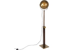 QAZQA haicha - Industriele Vloerlamp | Staande Lamp - 1 lichts - H 168 cm - Brons - Industrieel - Woonkamer | Slaapkamer | Keuken