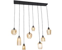 QAZQA hanne - Art Deco Hanglamp eettafel voor boven de eettafel | in eetkamer - 8 lichts - L 120 cm - Oranje - Woonkamer | Slaapkamer | Keuken