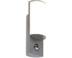 QAZQA harry - Moderne LED Wandlamp met Bewegingsmelder | Bewegingssensor | sensor voor buiten - 1 lichts - D 80 mm - Donkergrijs - Buitenverlichting