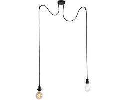 QAZQA HL Cava 2 - Hanglamp - 2 lichts - mm - zwart
