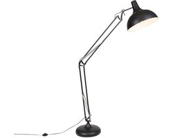 QAZQA hobby fl - Retro Vloerlamp | Staande Lamp - 1 lichts - H 1850 mm - Zwart - Woonkamer | Slaapkamer