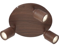 Qazqa japandi plafondlamp, plafonniere - Ducha - bruin, rond, 3-lichts, 25cm, ideale badkamerlamp lamp