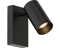 QAZQA jeana luxe - Moderne Wandlamp met schakelaar voor binnen - 1 lichts - L 7.6 cm - Zwart - Woonkamer | Slaapkamer | Keuken