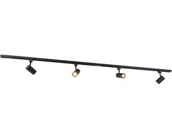 QAZQA jeana - Moderne Spot railsysteem verlichting, railverlichting geschikt voor led - 4 lichts - L 194 cm - Zwart - Woonkamer | Slaapkamer | Keuken