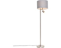 QAZQA jelena - Moderne Vloerlamp | Staande Lamp met leeslamp - 1 lichts - H 150 cm - Grijs - Woonkamer | Slaapkamer | Keuken