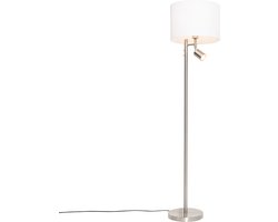 QAZQA jelena - Moderne Vloerlamp | Staande Lamp met leeslamp - 1 lichts - H 150 cm - Staal - Woonkamer | Slaapkamer | Keuken