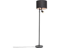 QAZQA jelena - Moderne Vloerlamp | Staande Lamp met leeslamp - 1 lichts - H 150 cm - Zwart - Woonkamer | Slaapkamer | Keuken
