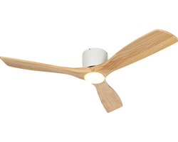 QAZQA jerri - Dimbare LED Plafondventilator met Verlichting | Lamp en Afstandsbediening - 1 lichts - Ø 131.5 cm - Naturel - Woonkamer | Slaapkamer | Keuken