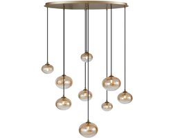 QAZQA jia - Art Deco Hanglamp voor boven de eettafel | in eetkamer - 9 lichts - L 96 cm - Goud - Woonkamer | Slaapkamer | Keuken