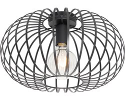 QAZQA johanna - Design Plafondlamp - 1 lichts - Ø 390 mm - Zwart - Woonkamer | Slaapkamer | Keuken