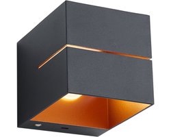 QAZQA joris groove - Moderne Dimbare LED Draadloze Oplaadbare Wandlamp USB met Dimmer voor binnen - 1 lichts - L 100 cm - Zwart Goud - Woonkamer | Slaapkamer | Keuken