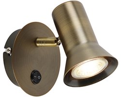 QAZQA karin - Moderne Wandlamp met schakelaar voor binnen - 1 lichts - D 120 mm - Brons - Woonkamer | Slaapkamer | Keuken