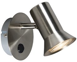 QAZQA karin - Moderne Wandlamp met schakelaar voor binnen - 1 lichts - D 120 mm - Staal - Woonkamer | Slaapkamer | Keuken