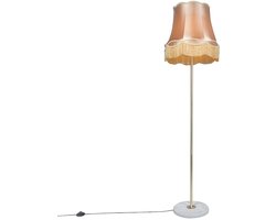 QAZQA kaso - Retro Vloerlamp | Staande Lamp met kap - 1 lichts - H 1750 mm - Goud - Woonkamer | Slaapkamer | Keuken