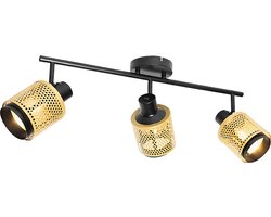 QAZQA kayden - Industriele Wand en Plafondspot | Spotje | Opbouwspot - 3 lichts - L 84 cm - Zwart Goud - Industrieel - Woonkamer | Slaapkamer | Keuken