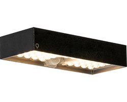 QAZQA kayo - Moderne Dimbare LED Solar wandlamp met Bewegingsmelder | Bewegingssensor | sensor met Dimmer met Solar | Zonne energie voor buiten - 1 lichts - L 23 cm - Zwart - Buitenverlichting