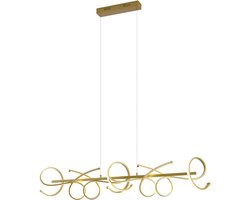 QAZQA krisscross - Moderne Dimbare LED Hanglamp met Dimmer voor boven de eettafel | in eetkamer - 1 lichts - L 112 cm - Goud/messing - Woonkamer