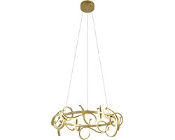 QAZQA krisscross - Moderne Dimbare LED Hanglamp met Dimmer voor boven de eettafel | in eetkamer - 1 lichts - Ø 63 cm - Goud/messing - Woonkamer