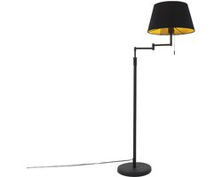 QAZQA ladas - Moderne Vloerlamp | Staande Lamp met zwenkarm - 1 lichts - H 1500 mm - Zwart - Woonkamer | Slaapkamer