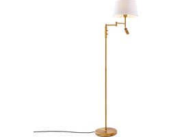 QAZQA ladas - Retro Vloerlamp | Staande Lamp met leeslamp - 1 lichts - H 154 cm - Brons - Woonkamer | Slaapkamer | Keuken