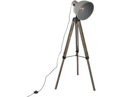 QAZQA Laos FL Tripod/driepoot vloerlamp - E27 - 1 lichts - H 1600 mm - Bruin