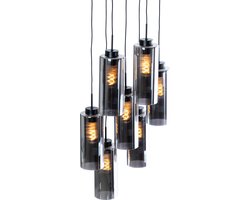 QAZQA laura - Art Deco Hanglamp - 7 lichts - Ø 50 cm - Grijs - Woonkamer | Slaapkamer | Keuken