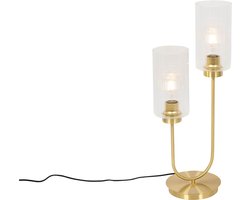 QAZQA laura - Art Deco Tafellamp - 2 lichts - H 64 cm - Goud - Woonkamer | Slaapkamer | Keuken