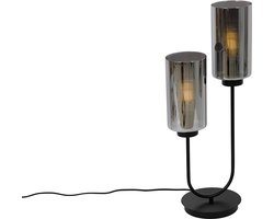 QAZQA laura - Art Deco Tafellamp - 2 lichts - H 64 cm - Grijs - Woonkamer | Slaapkamer | Keuken