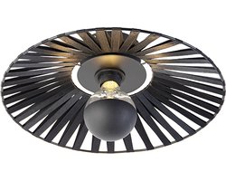 QAZQA leia - Landelijke Wandlamp voor binnen - 1 lichts - D 12 cm - Zwart - Woonkamer | Slaapkamer | Keuken