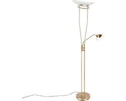 QAZQA lexus - Moderne Dimbare LED Vloerlamp | Staande Lamp met Dimmer - 2 lichts - H 1800 mm - Brons - Woonkamer | Slaapkamer