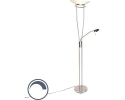 QAZQA Lexus Vloerlamp - Met leeslamp - 1 lichts - H 1800 mm - Staal