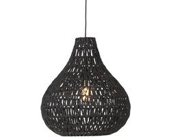 QAZQA lina - Retro Hanglamp eettafel - 1 lichts - Ø 45 cm - Zwart - Woonkamer | Slaapkamer | Keuken