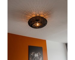QAZQA lina - Retro Plafondlamp - 1 lichts - Ø 50 cm - Zwart - Woonkamer | Slaapkamer | Keuken