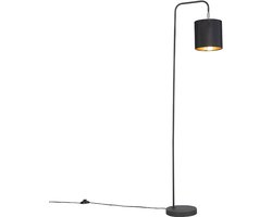 QAZQA Lofty Vloerlamp met lampenkap - 1 lichts - H 1405 mm - Zwart