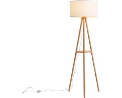 QAZQA lou - Scandinavisch Vloerlamp | Staande Lamp - 1 lichts - H 147 cm - Bruin - Woonkamer